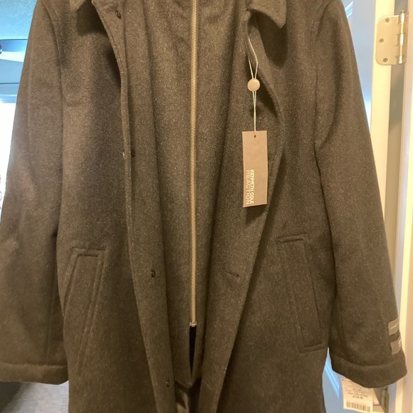 (WINTER SALE) NEW Kenneth Cole Cashmere/Wool Overcoat w/Bib - Picture 7 of 12